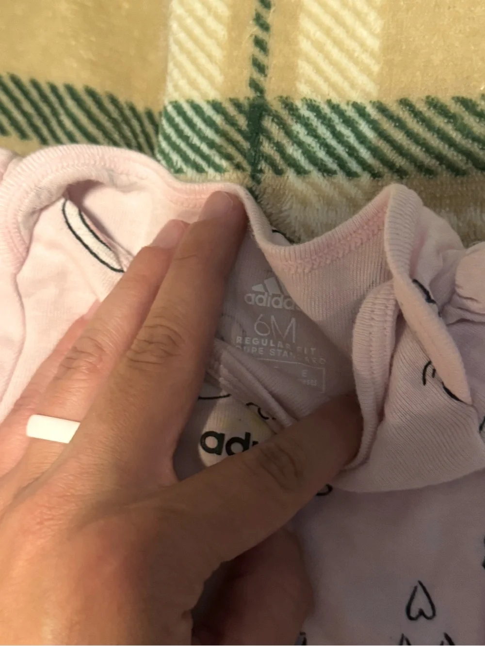 adidas Light Pink Long-Sleeve Baby Bodysuit with Playful Prints